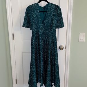 Green Polka Dot Wrap Dress